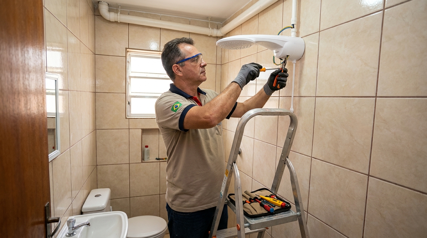 Substituição de Chuveiro Antigo no Centro, Londrina‑PR
